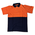 VISION Workwear Hi-Vis Polycotton Pique Knit S/S Shirt -  Fluro Orange Navy