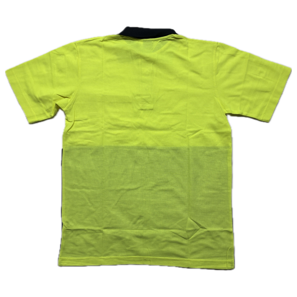 VISION Hi-Vis Polycotton Pique Knit S/S Shirt -  Fluro Yellow Navy