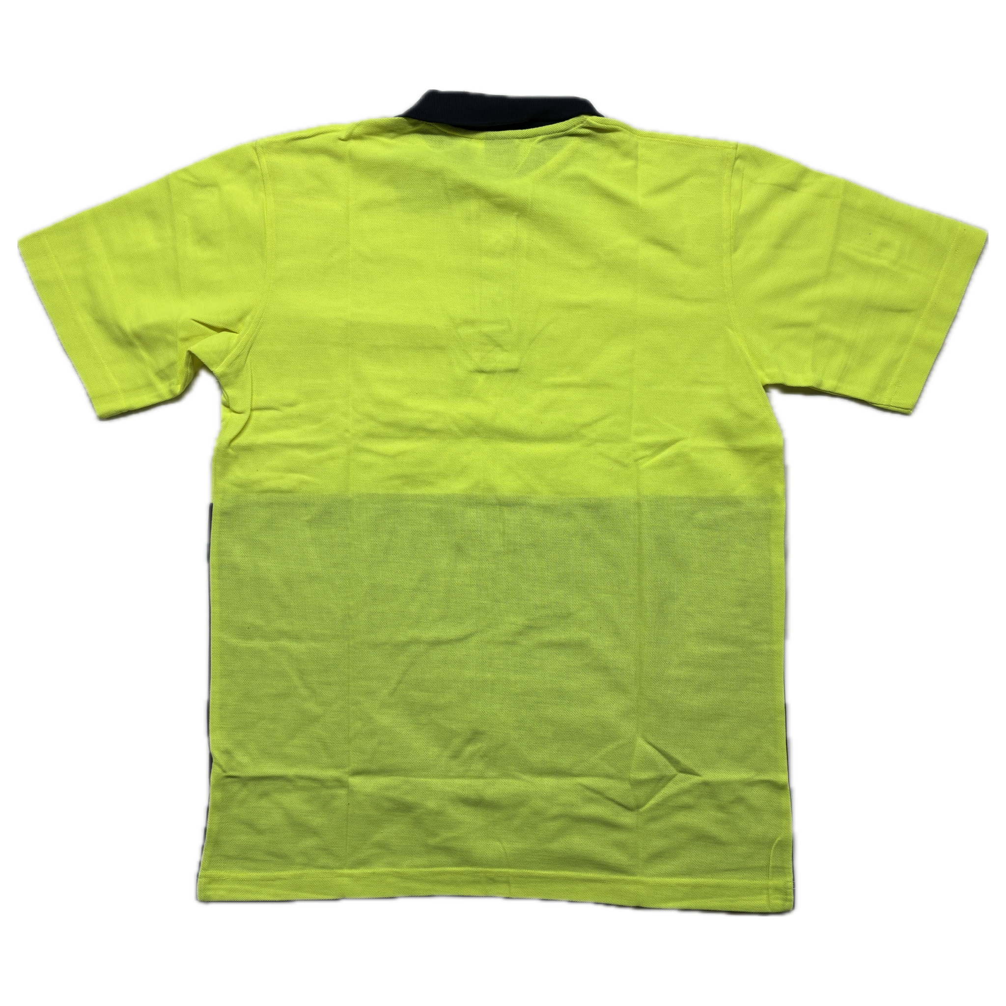 VISION Hi-Vis Polycotton Pique Knit S/S Shirt -  Fluro Yellow Navy